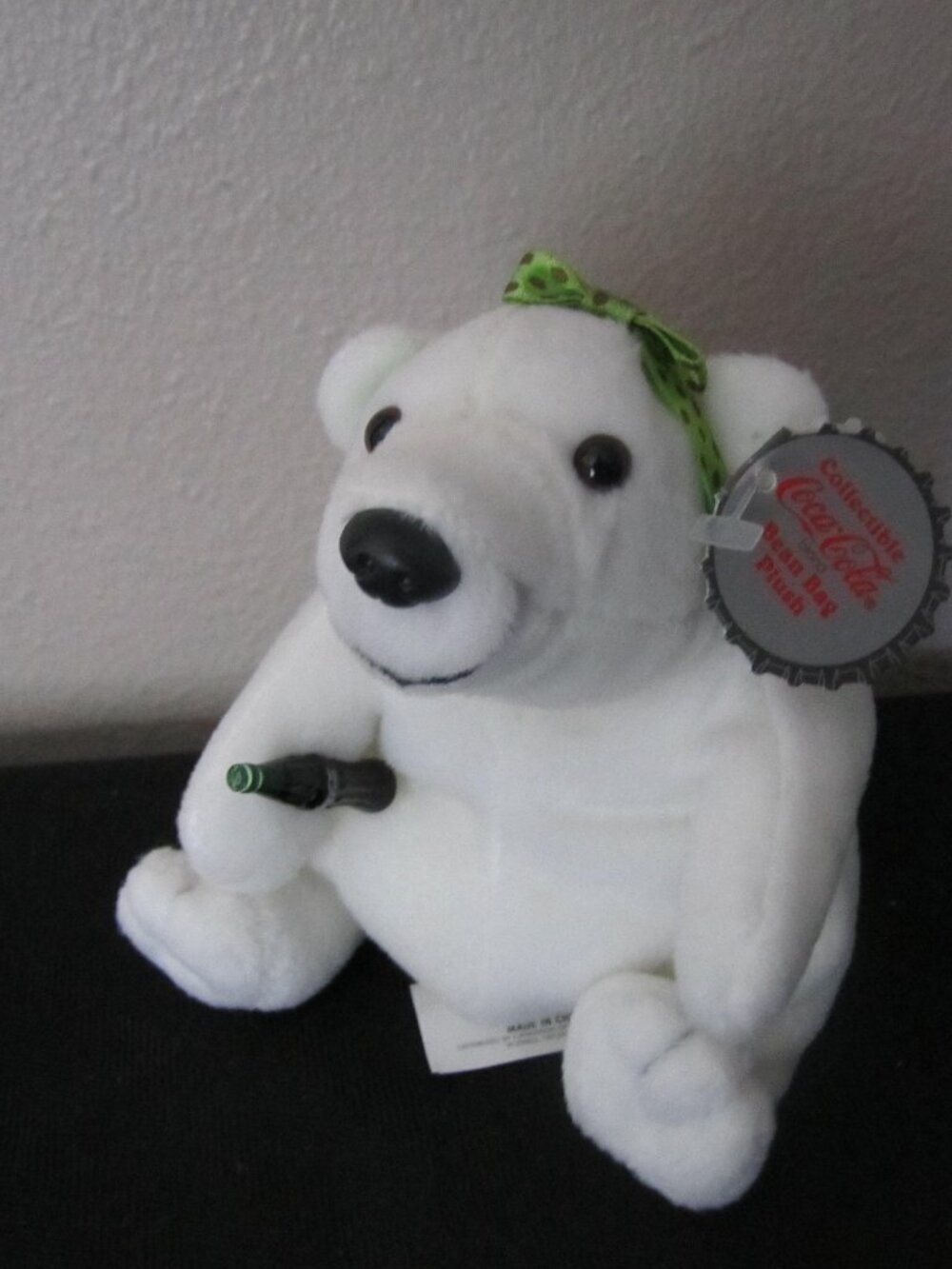 Coca-Cola 1997 Polar Bear with Green Polka Dot Bow